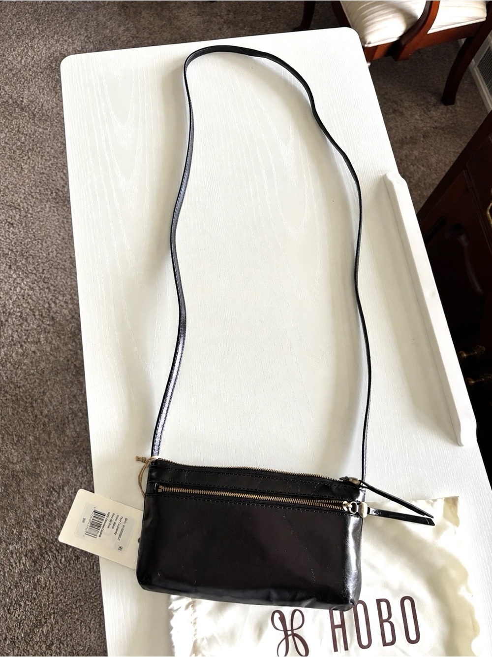 NWT HOBO Cara Black Leather Double-Zip Crossbody - Picture 2 of 5